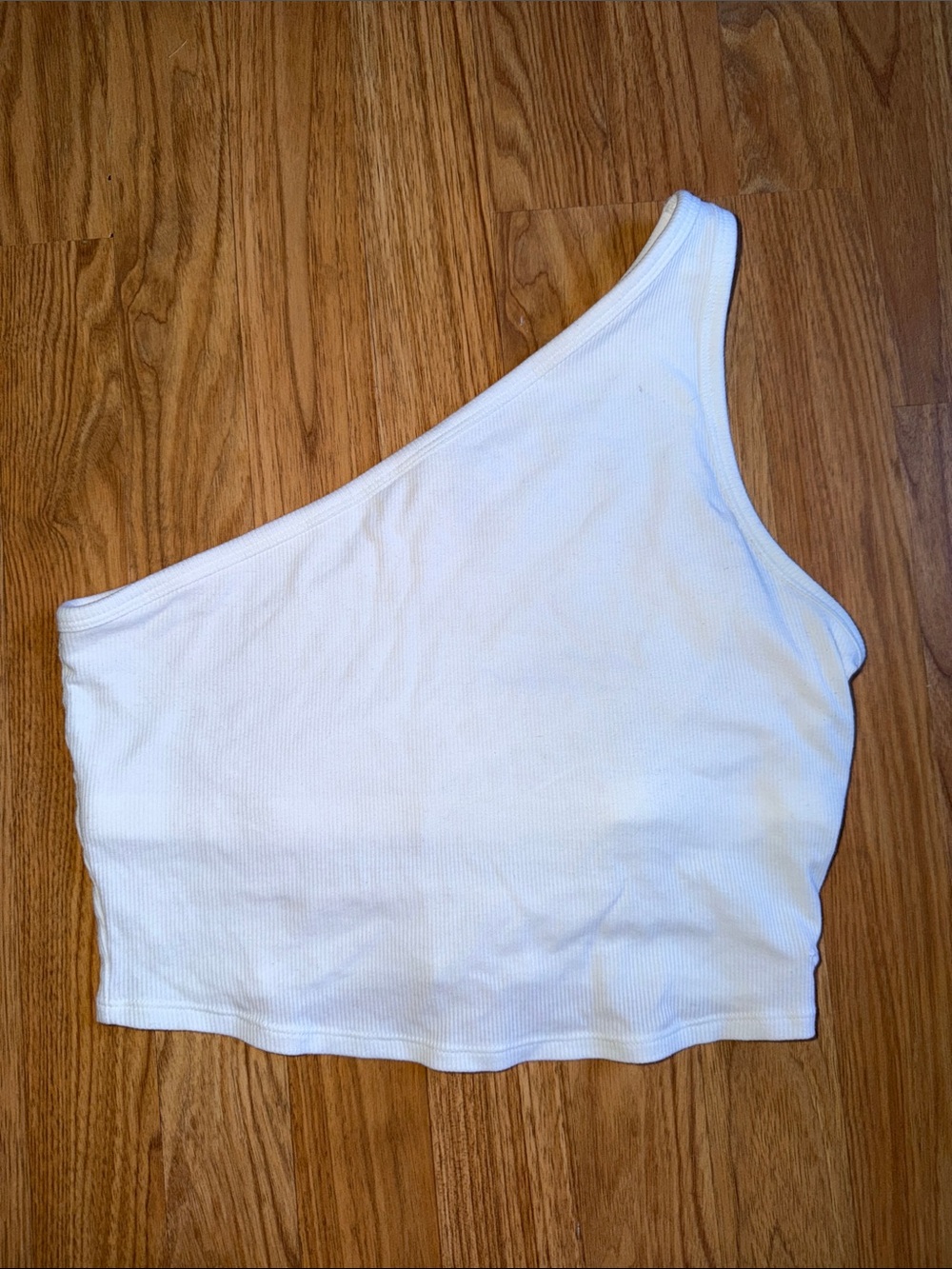 White One-Shoulder Ribbed Crop Top PINK